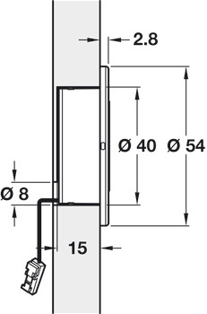 plintverlichting, Häfele Loox LED 2028 12 V boorgat-Ø 40 mm rvs