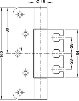 Scharnier voor utiliteitsbouw, Startec DHX 1160/18, voor stompe objectdeuren tot 200 kg