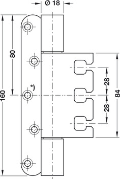 Scharnier voor utiliteitsbouw, StarTec DHX 2160/18, voor opdek objectdeuren tot 200 kg