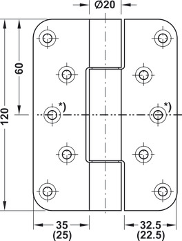 Scharnier voor utiliteitsbouw, StarTec DHB 1120, voor stompe deuren voor de utiliteitsbouw tot 120 kg