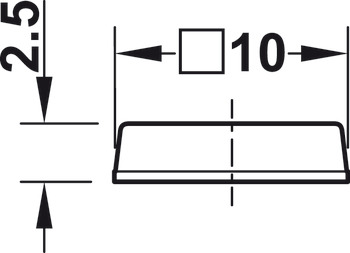 Aanslagbuffer, DB100, zelfklevend, hoekig, 10 x 10 mm, hoogte 2,5 mm