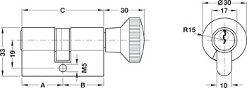 Knopcilinder, messing, Startec