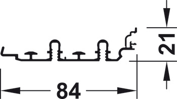 Dubbele looprail, met groef voor frontafdekking, aluminium, geanodiseerd, zilverkleurig