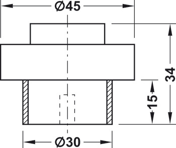 Deurbuffer, 38 3881, rvs/aluminium, FSB