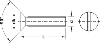 Metaalschroef, M4, sleufkop, bolverzonken kop