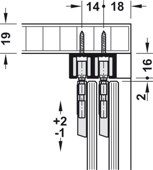 schuifdeurbeslag, Hawa Clipo 16 GK IF, garnituur