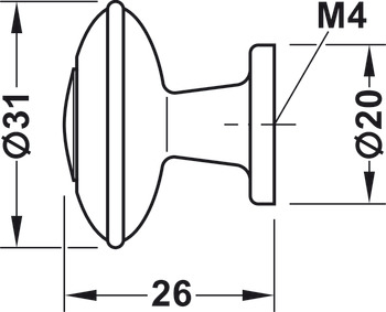 Meubelknoppen, zink-aluminiumlegering, rond