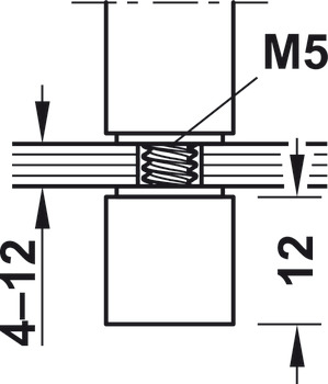 Relinghouder, legplankrelingsysteem, voor relingstang 8 x 8 mm, middensteun