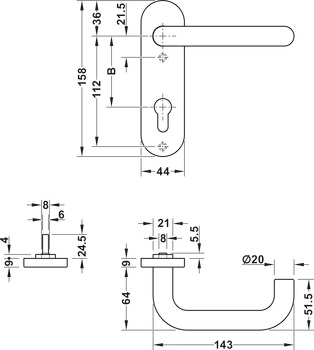 Deurkrukgarnituur, rvs, StarTec, PDH5102, serie 5