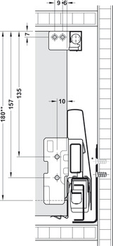 Lade-garnituur, Häfele Matrix Box P50, met lengtereling rechthoekig, ladehoogte 115 mm, draagvermogen 50 kg