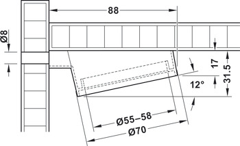 Opbouwbehuizing Häfele Loox5, afgeschuind